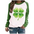 thumbnail image 1 of Besolor Womens St. Patrick's Day Shirts Long Sleeve Sweatshirt Cute Color Block Clover Shamrock Pullover Tops for Party, 1 of 4