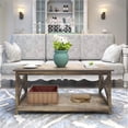 thumbnail image 3 of Contemporary 2-Tier Farmhouse Coffee Table in Rustic Wood Finish, 3 of 4