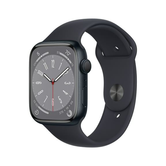 Apple Watch Series 8 GPS 45mm Black Aluminum m/L, Case with Black Watch Band Always-on Retina Display, 1 Pack