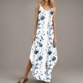 thumbnail image 3 of Dvprdro Women's Summer Tank Dress Fashion Floral V Neck Spaghetti Strap Side Split Casual Loose Beach Sun Long Maxi Dress, 3 of 5