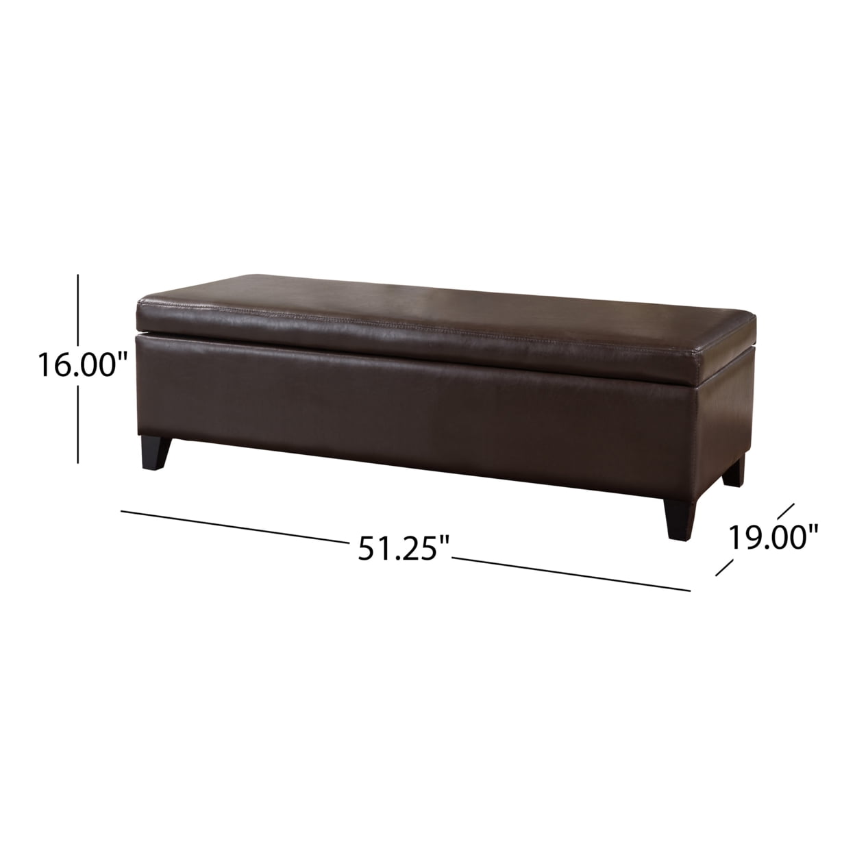 Stratford Brown Leather Storage Ottoman