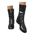 thumbnail image 3 of Xiaoxatg Women's Mid-Calf Boots Winter Fashion Leather Back Zipper Comfortable Temperament Stylish Footwear 7 Black, 3 of 8