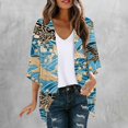 thumbnail image 2 of FAFWYP Women's Floral Print Boho Chiffon Cardigan 3/4 Sleeve Open Front Lightweight Draped Kimono Cardigan Summer Beach Cover Up Casual Blouse Tops, 2 of 5