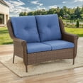 thumbnail image 2 of PARKWELL Outdoor Patio Loveseat Sofa,Weather Resistant Wicker Loveseat with Deep Seat Anti-Slip Cushion,Navy, 2 of 9