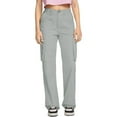 thumbnail image 6 of Arlun,Women's Cargo Pants Plus Size Solid Color Wide Straight Leg Splicing Casual Trousers Ladies Double Button Closure Autumn New Pants with Many Pockets Grey S, 6 of 8