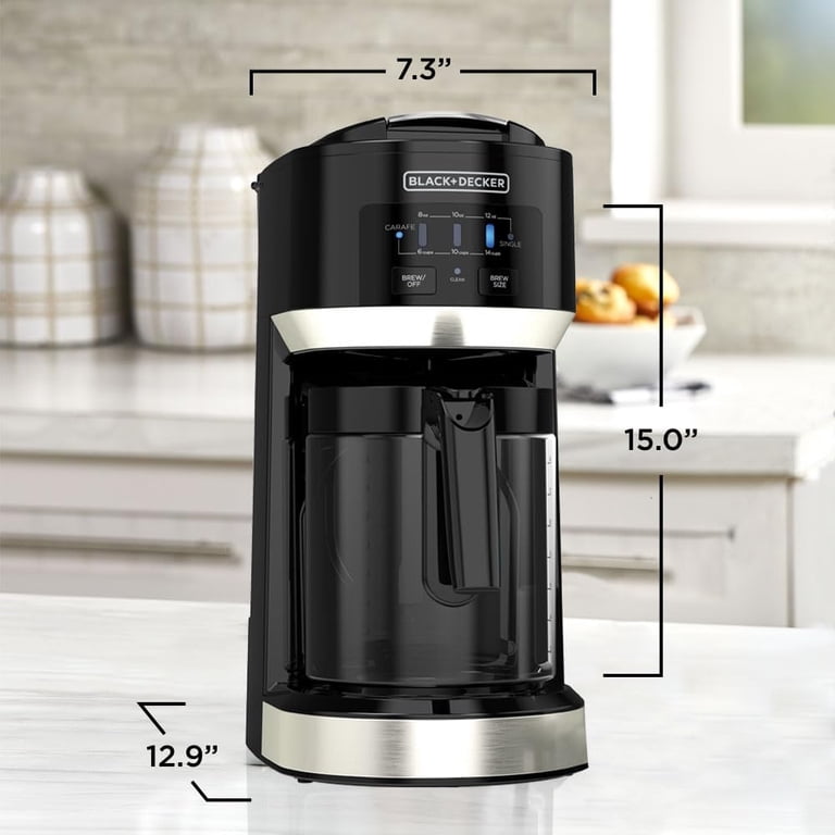 BLACK+DECKER Dual Brew 14-Cup Carafe Single Serve Coffee Maker with Auto-Clean Function, Compact Design, K-Cup & Reusable Ground Filter Compatible