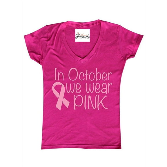 Women's T-Shirt V-Neck Short Sleeve - In October We Wear Pink