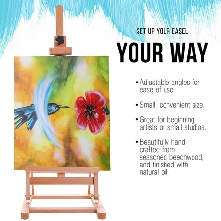 U.S. Art Supply Medium Tabletop Wooden H-Frame Studio Easel, Artist Adjustable Beechwood Paint Display Easel, 27 Canvas