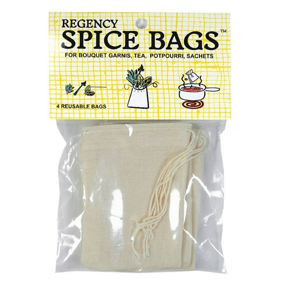 Regency Spice Bag for Bouquet Garnis with Drawstring Tops, Set of 4