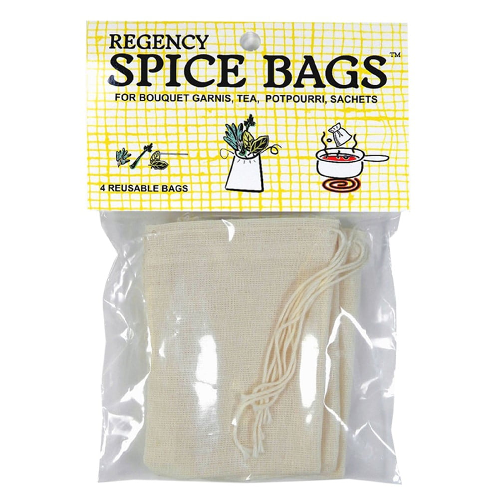 Regency Spice Bags for Bouquet Garnis with Drawstring Tops, set of 4