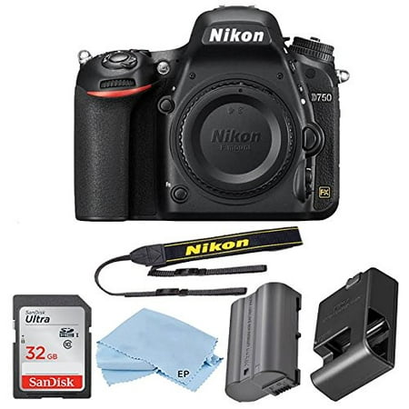 Nikon D750 FX-Format Digital SLR Body Only Camera - Bundle with 32GB Class 10 SDHC