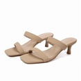 thumbnail image 2 of Pennysue Women Square Toe Low Heel Sandals Cushioned Slip On Two Strap Heeled Sandals for Wedding Working Partying, 2 of 7