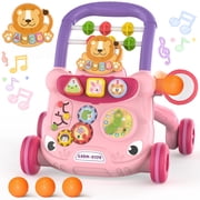 JoyStone Baby Walker with Music Piano and Activity Toys, Educational Push Walker for Infants 6-12 Months (Pink)