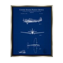 Stupell Industries Detailed US Airplane Blueprint Graphic Art Luster Gray Floating Framed Canvas Print Wall Art, Design by Karl Hronek