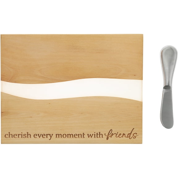 Pavilion Gift Company - Friends - 9" Wood & Resin Cheese/Bread Board Set