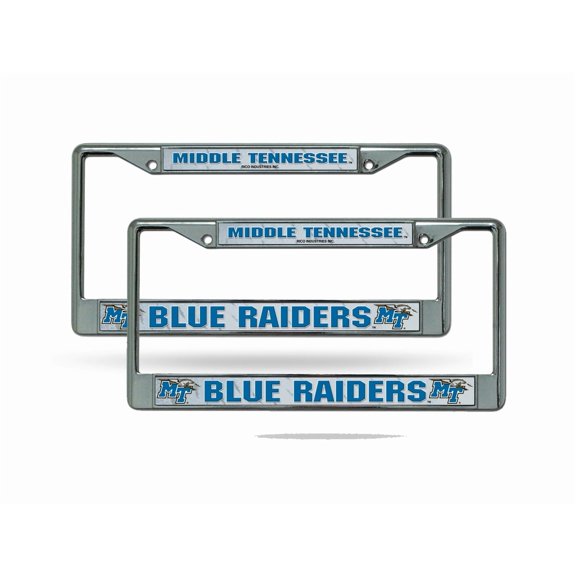 Middle Tennessee Blue Raiders Chrome Metal License Plate Frame - Set of 2 Frames