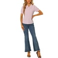 thumbnail image 2 of INSPIRE CHIC Women's Collared Top Peter Pan Collar Short Sleeve Button Front Shirts XS Pink, 2 of 7