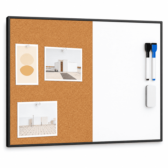 Dry Erase & Corkboard Combo Black 11.6" x 15.7" Home Office School Use