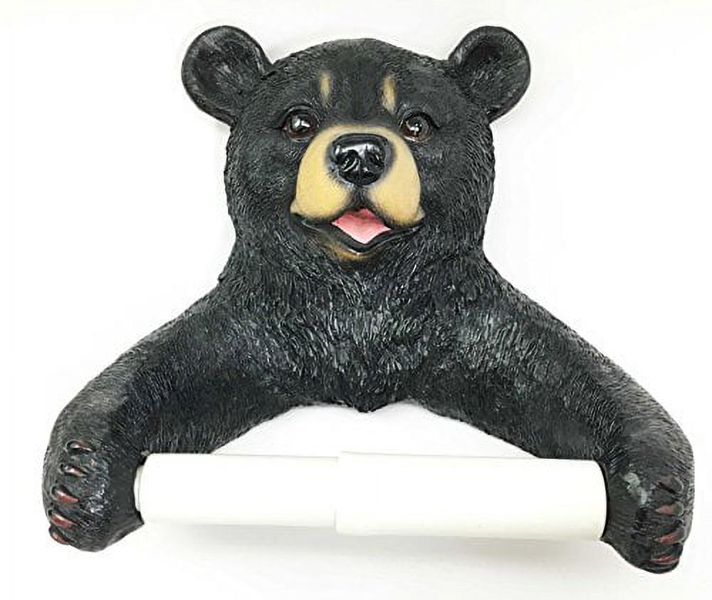 Darling Black Bear Toilet Paper Holder Bathroom Wall Decoration for Cozy Cabin and Hunting Lodge Decor Figurine