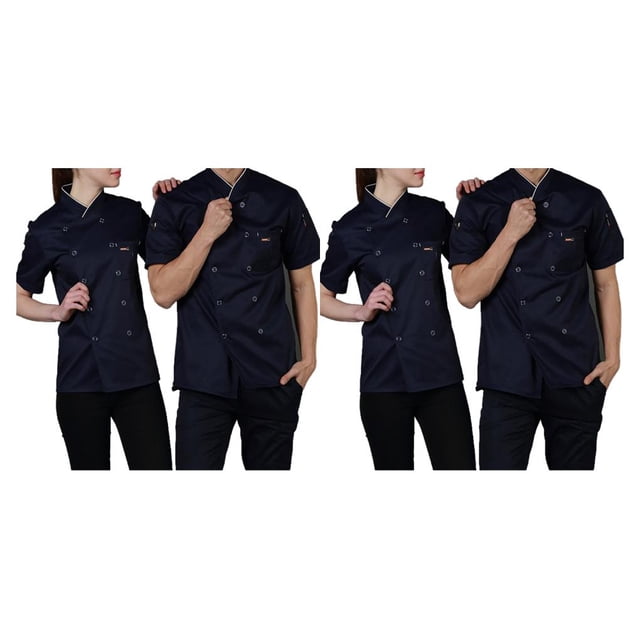 Yuarrent Uniforme de Chef de algodón, camisas de manga corta de verano para hombres, chaqueta de Chef, delantal, botones con bolsillos delanteros, Type3 NO3 Yuarrent CBP585070