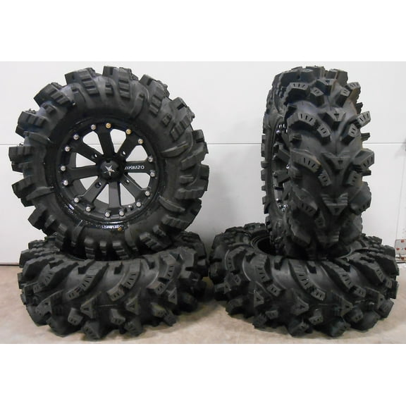 MSA Black Kore 14" UTV Wheels 30" Intimidator Tires Can-Am Maverick X3 / Honda Pioneer 1000 / Talon