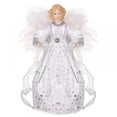 thumbnail image 2 of Angel Tree Topper with Feather Wings and Skirt, Christmas Tree Topper with LED Light for Tree Toppers Holiday Ornament Decorations, 2 of 8