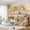 Natural, variant on Harper & Bright Designs Twin over Full House Bunk Bed with Wardrobe and Storage Shelves, Wood Bunk Bed Frame with Ladders and Slides, White