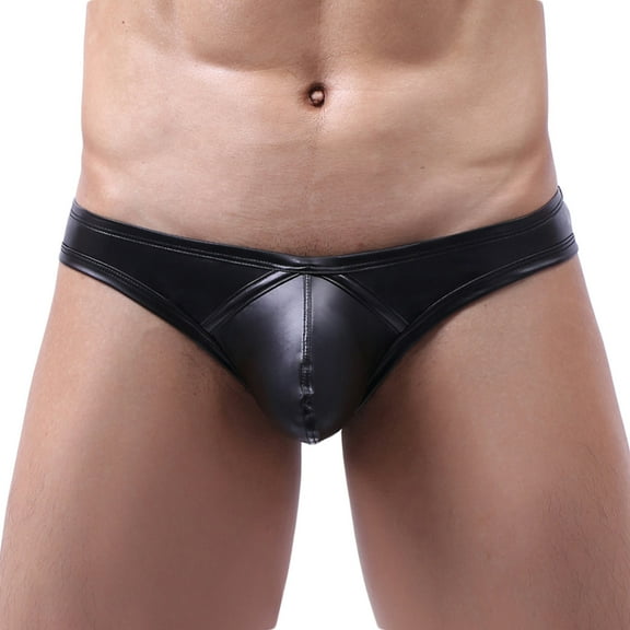 Mens Underwear Men Casual Solid Patent Leather Body Sculpting Hip Lift Low Waist Underwear