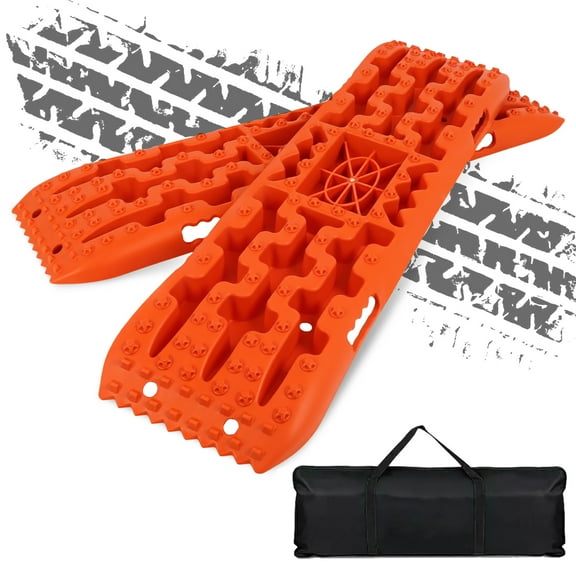 Olenyer Off-Road Traction Boards with Jack Lift Base: 2 PCS Recovery Tracks for Sand, Mud, Snow, Recovery Boards for RV Truck 4X4 SUV Emergency Tire Traction (41", Orange)