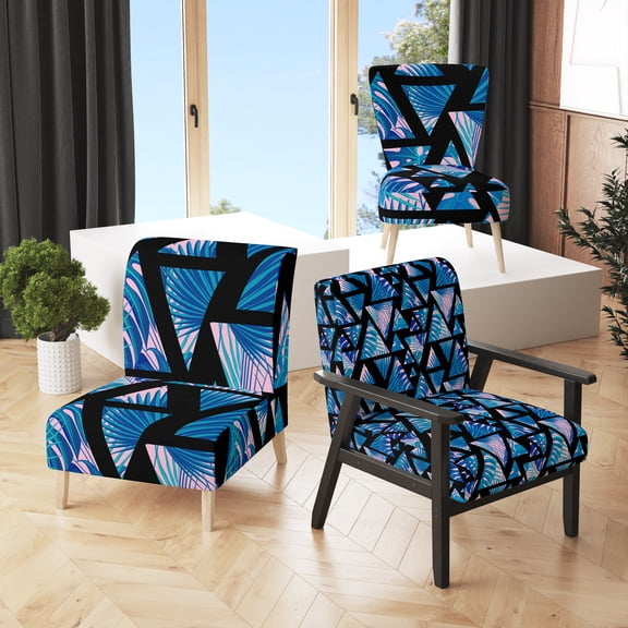 Designart "Retro Floral Pattern XIV" Upholstered Mid-Century Accent Chair - Arm Chair