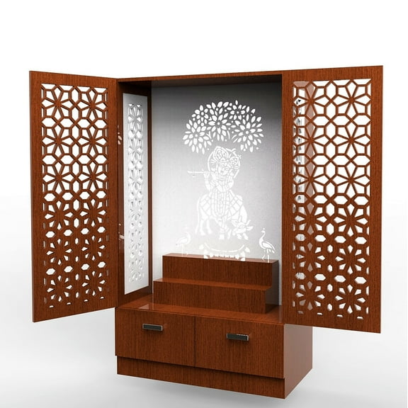Customized Wooden Cabinet Desginer Mandir With LED / Mandir For Home & Office / Temple For Home / Pooja Ghar / Mandir With Lights /Storage