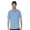 Blue and White, variant on Men's Polo Collar Moisture-Wick Active Wear Fine Striped T-Shirt; Blue; XL