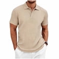 thumbnail image 3 of Bxsruta Men's Casual Textured Knit Polo Shirt Short Sleeve Button Front Breathable Solid Collared Pullover, 3 of 8