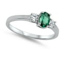 thumbnail image 4 of CHOOSE YOUR COLOR Women's Simulated Emerald Pretty Ring .925 Sterling Silver Band Green CZ Female Size 4, 4 of 4