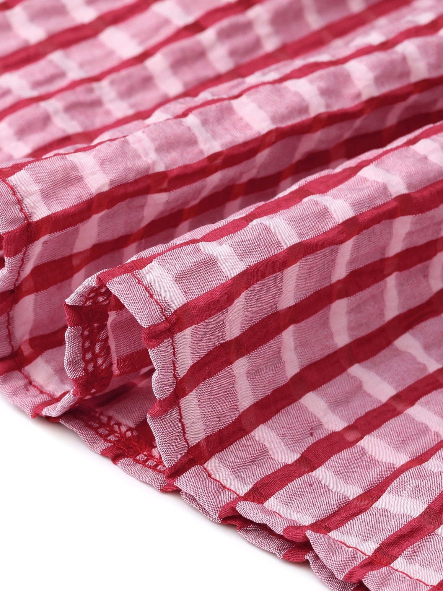 DARING DIVA Women's Gingham Flowy Swing Plaid Tiered Short Dresses S Red