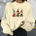 thumbnail image 2 of IROINNID Women's Long Sleeve Sweatshirt Round Neck Mid-Length Loose Christmas Print Pullover Sweater, Beige, 2 of 4