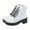 White, variant on 2024 Combat Boots Womens Round Toe Platform Boots for In Fall And Winter Style British Style Dressy Front Lace-Up Mid-Heeled Handsome Motorcycle White