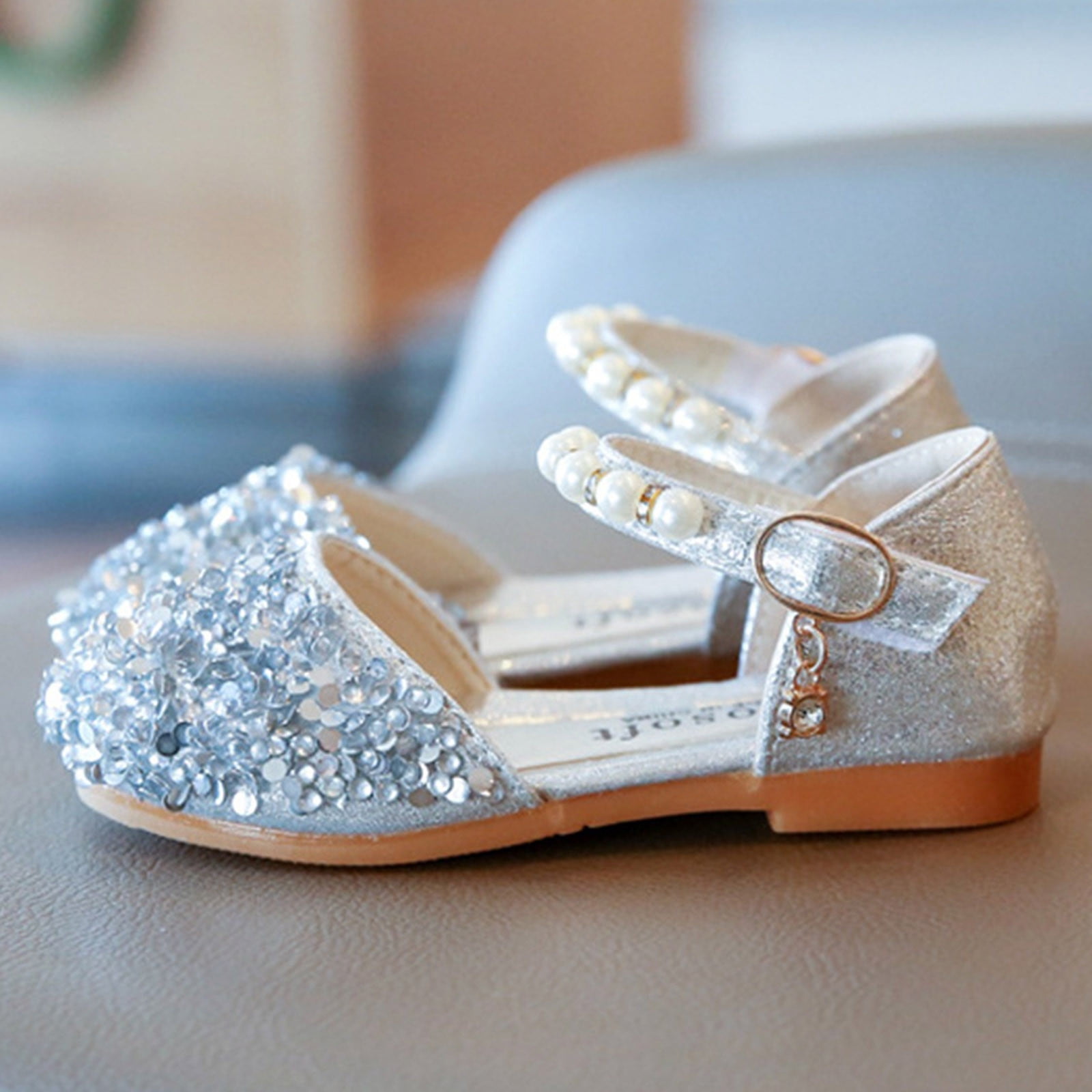 Sandales Fille à Talons épais - Style Princesse Dentelle Perles, Bout Ouvert, Transparent, Pour L'été
