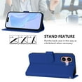 thumbnail image 5 of Wallet Case Compatible for iPhone 16, PU Leather Magnetic Closure Protective Flip Folio Case with 3 Card Holder and Wrist Strap Cover Women Men,Dark Blue,For iPhone 16, 5 of 7