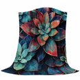 thumbnail image 6 of Teal Red Ombre Succulent Blanket Soft Cozy Warm Throw Blanket for Couch, Plush Fuzzy Flannel Fleece Blankets for Sofa, Abstract Art Botanical Bed Blankets Lightweight Gifts for Women, 50"x60", 6 of 9