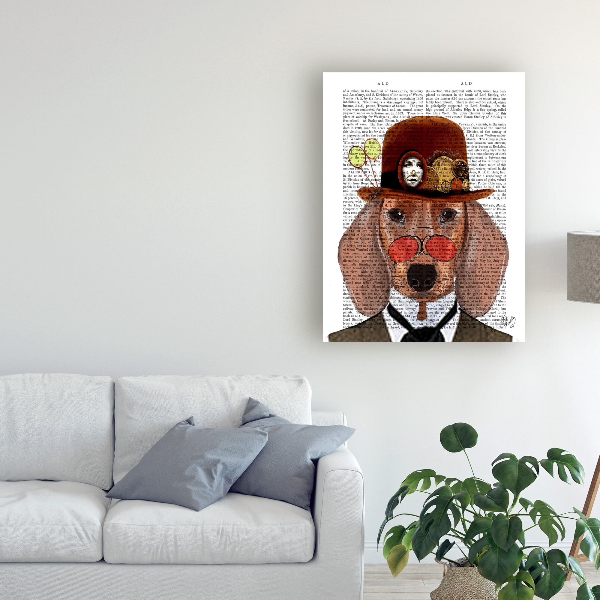 Trademark Fine Art 'Dachshund With Steampunk Bowler Hat' Canvas Art by Fab Funky