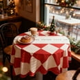 thumbnail image 6 of Yhmxh Christmas Round Tablecloth 48×48 Inch Round, Red and White Checkered Table Cloth, Waterproof Table Cover for Picnic Birthday Wedding Baby Shower Party Tablecloth, 6 of 7