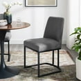thumbnail image 2 of Side Dining Chair, Fabric, Metal Steel, Black Grey Gray, Modern Contemporary Urban Design, Kitchen Room Cafe Bistro Restaurant Hospitality, 2 of 9