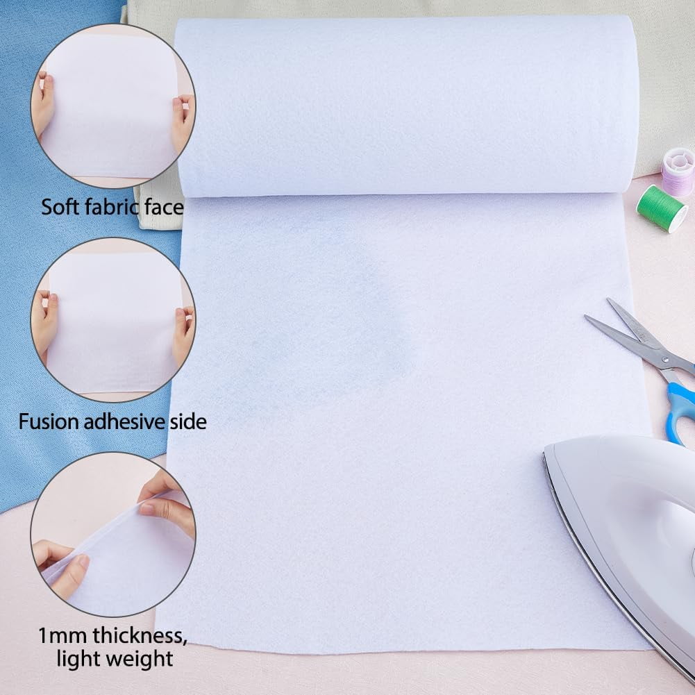 1Roll Hot Melt Adhesive Interfacing Fusible Fleece Interfacing Clothing Accessories White 30x0.1cm 10 yards/roll