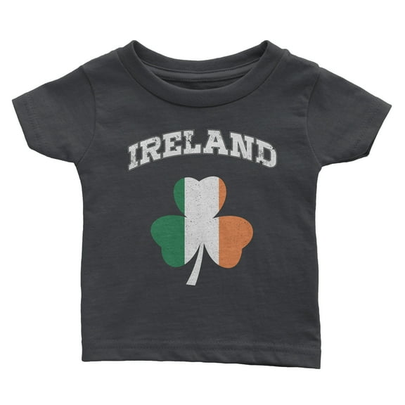 NYC FACTORY Kids Shamrock Ireland Flag Irish Tee Charcoal, Youth XS