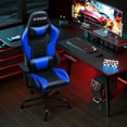 thumbnail image 2 of Homall Gaming Chair Office Chair High Back Racing Computer Chair PU Leather Adjustable Seat Height Swivel Chair Ergonomic Executive Chair with Headrest, Blue, 2 of 8