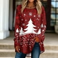thumbnail image 2 of KHONTS Christmas Long T Shirts for Women Long Sleeve Crewneck Xmas Graphic Oversized Tees Fashion Loose Pullover Tops 17-Red XL, 2 of 5