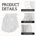 thumbnail image 3 of Aspire Kid's Maid Costume Waist Apron, Christmas Lace Cotton Half Apron with Two Pockets, White, 3 of 7