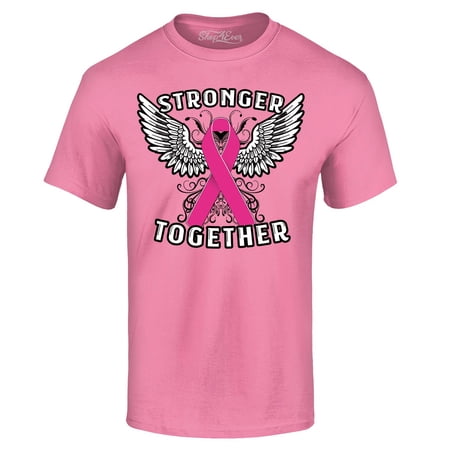 Shop4Ever Men s Stronger Together Breast Cancer Awareness Graphic T-shirt Small Azalea Pink