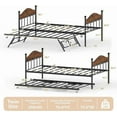 thumbnail image 3 of Daybed with Trundle, Metal Twin Size Day Bed with Stylish Headboard, Sofa BedFrame with Pop Up Foldable Trundle Bed, Heavy Duty Steel Slats Platform for Living Room, Bedroom and Guest Room, Brown, 3 of 7